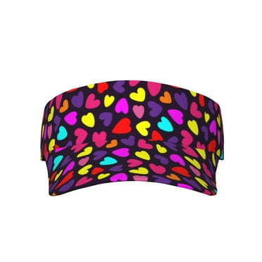Lukts Colorful Hearts Sun Sports Visor Adjustable Cap for Men Women