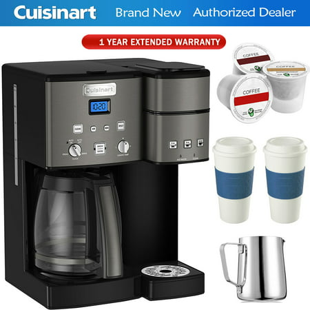 Cuisinart SS-15 12-Cup Coffee Maker and Single-Serve Brewer (Black), Stainless with K Cups, Carafe, To Go Cups and Extended