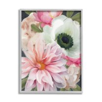 Stupell Industries Beautiful Floral Closeup Peony Dahlia Pink Blossoms Painting Gray Framed Art Print Wall Art, 11x14, by Heidi Kuntz