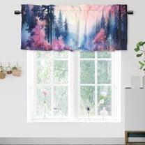 Autumn Forest Curtain Valances Rustic Nature Misty Foggy Red Woodland Window Treatment for Living Room Bedroom Bathroom 54 by 18 in, 1 Panel