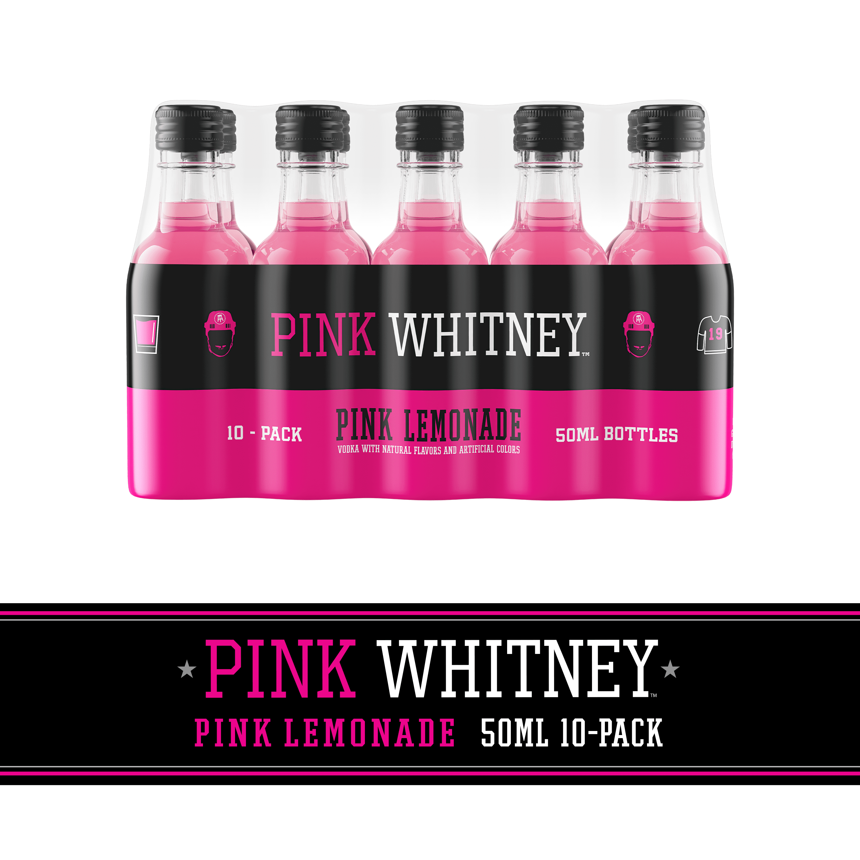 Pink Whitney Lemonade Flavored Vodka, 10 Pack, 50ml Plastic Bottles, 30% ABV