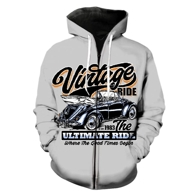 Sudadera con capucha y cremallera para hombre, diseño de coche clásico de dibujos animados, estilo Harajuku, talla grande, para adolescentes, chaquetas con capucha, gran oferta unisex 2024