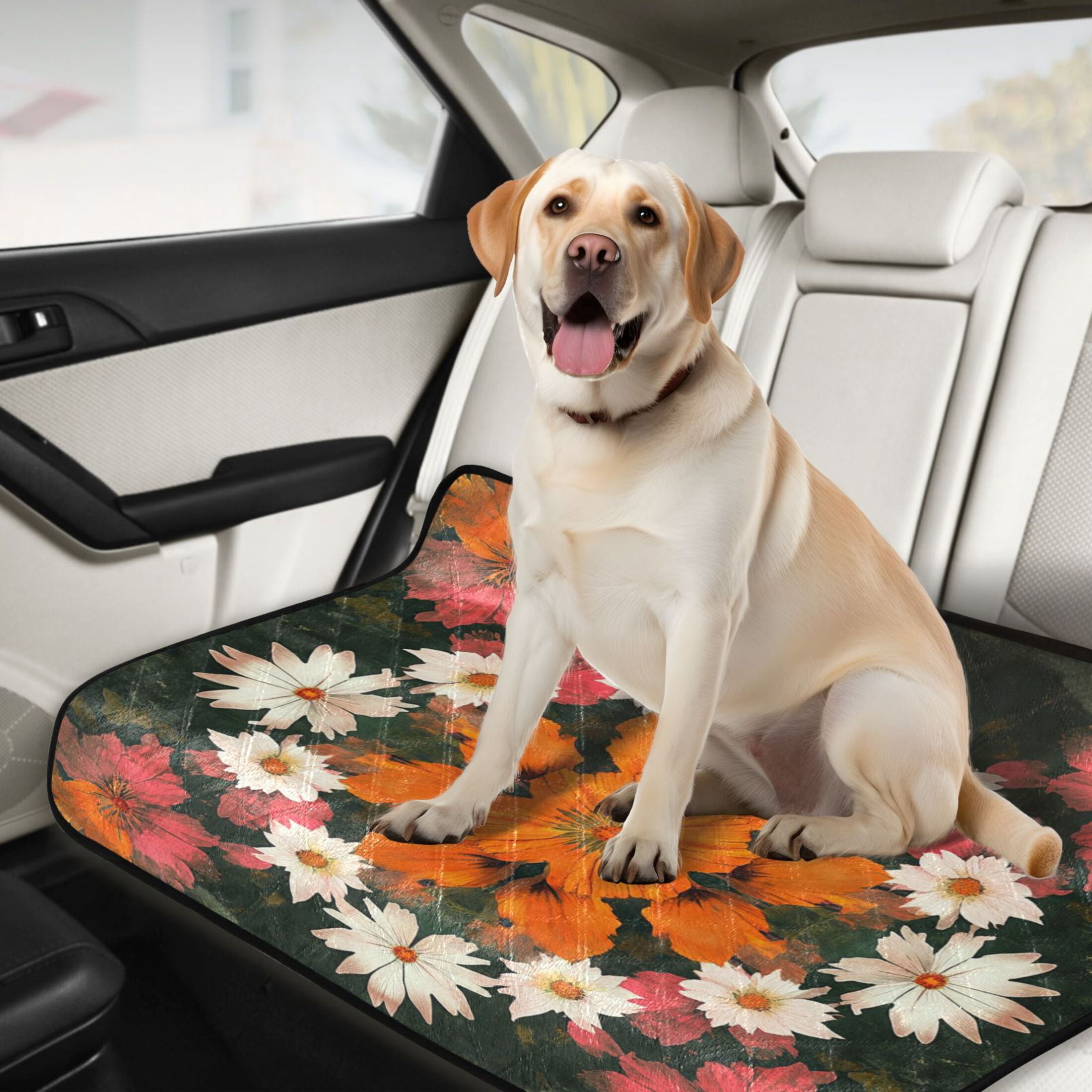 Qxltty Vintage Orange and White Flower Cat litter Pads Pet Set of 3 Diaper Mats Center Anti-leakage Layer Absorbent Soft and Comfortable