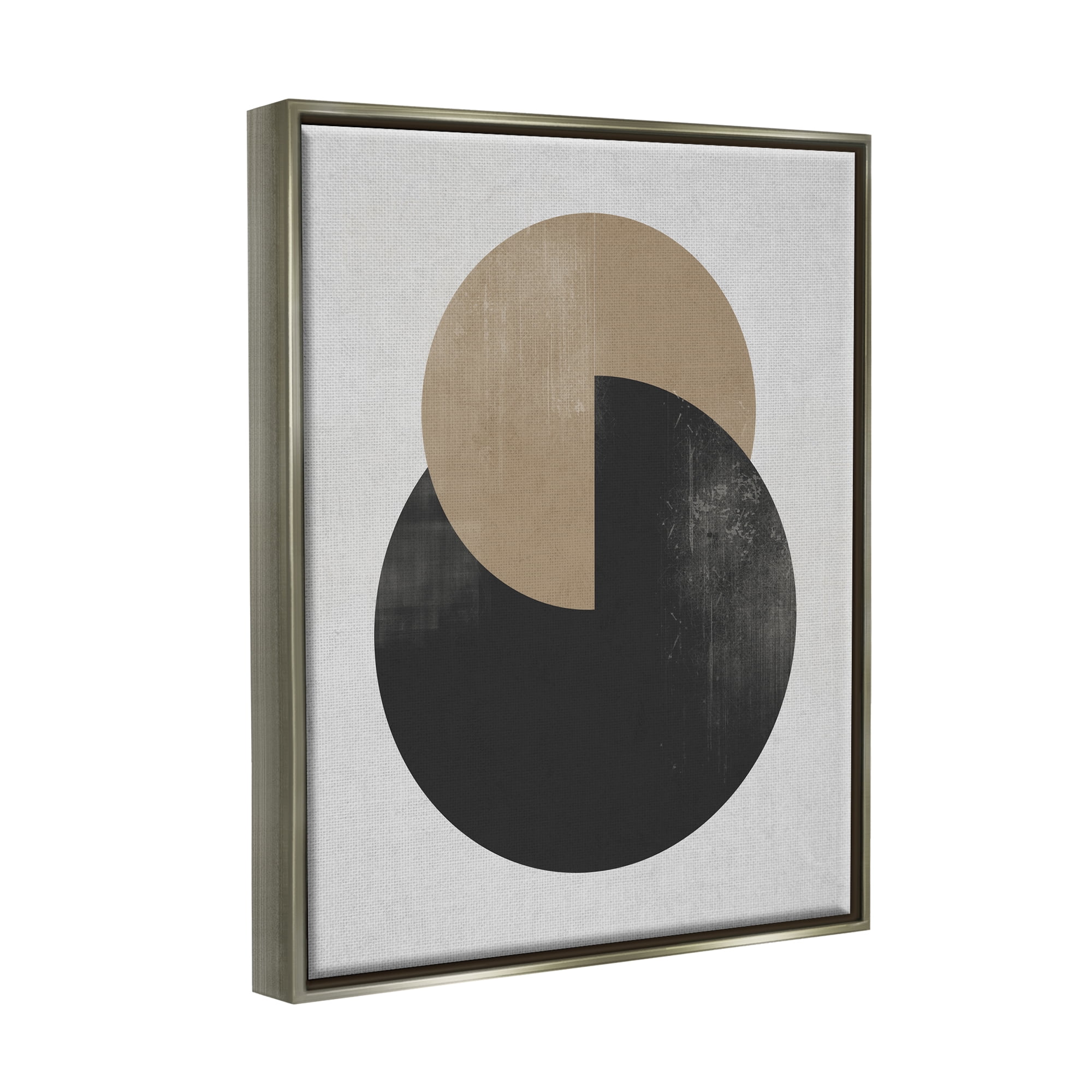 Stupell Industries Neutral Circles Overlapping Abstract Painting Gray Floater Framed Canvas Art Print Wall Art, 17 x 21