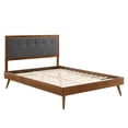thumbnail image 2 of Willow Tufted Wood Queen Platform Bed - Mid-Century Design, Upholstered Headboard, Sturdy Construction, Wood Slat Support System - Walnut Charcoal, 2 of 5