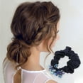 thumbnail image 2 of Unique Bargains 1 Pc Cube 1 Pc Faux Crystal Hair Rope Hair Scrunchies for Women for Girls Navy Blue, 2 of 3