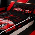thumbnail image 3 of Erosebridal Sports Super Car Zipper Full Size Comforter Sets with Fitted Sheet and 2 Pillowcases for Boys Men, 3D Cube Texture Print Zipper Bedding Set, Red Black, Black Reversible, 4pcs, 3 of 7