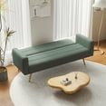 thumbnail image 3 of 71.7" Convertible Futon Sofa Bed with 3 Adjustable Positions, Teddy Upholstered Sleeper Sofa with 2 Pillows, Modern Loveseat Sofa Couch with Metal Legs, for Living Room Bedroom Office, Green, 3 of 9