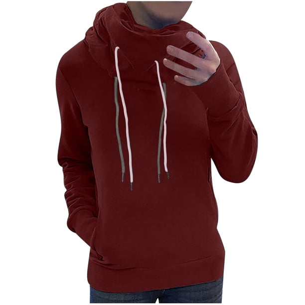 Blusa de manga larga con capucha y cuello alto para mujer Fridja fksj4115