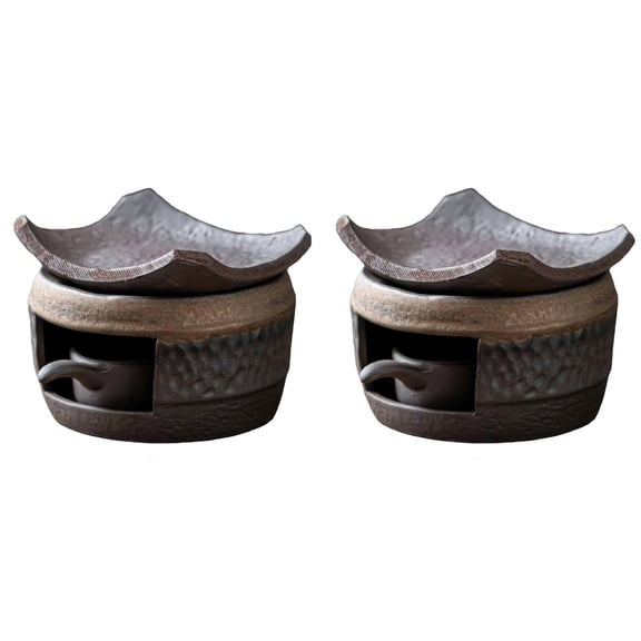 Ceramic Tea Stove Warmer Set, Cedar and Zen Aromatherapy Burner, Handmade Versatile Tea Heater Stove Ceramic Teapot Warmer, Teas Light Candle Holder, Wax Melts Warmers for Home Office(2Pcs)