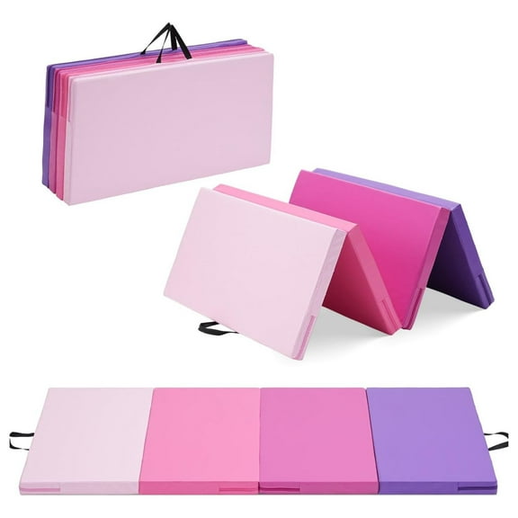 Gymnastics Mat, 3'x6'/4'x8' Thick Folding Kids' Gymnastic Tumbling Mat with Carrying Handles for Home Gym Exercise & Play