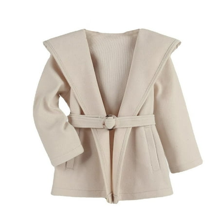 

Xutthjh Toddler Girls Winter Long Sleeve Warm Woollen Hooded Coat Jacket Belt Solid Color Baby Clothes Outwear
