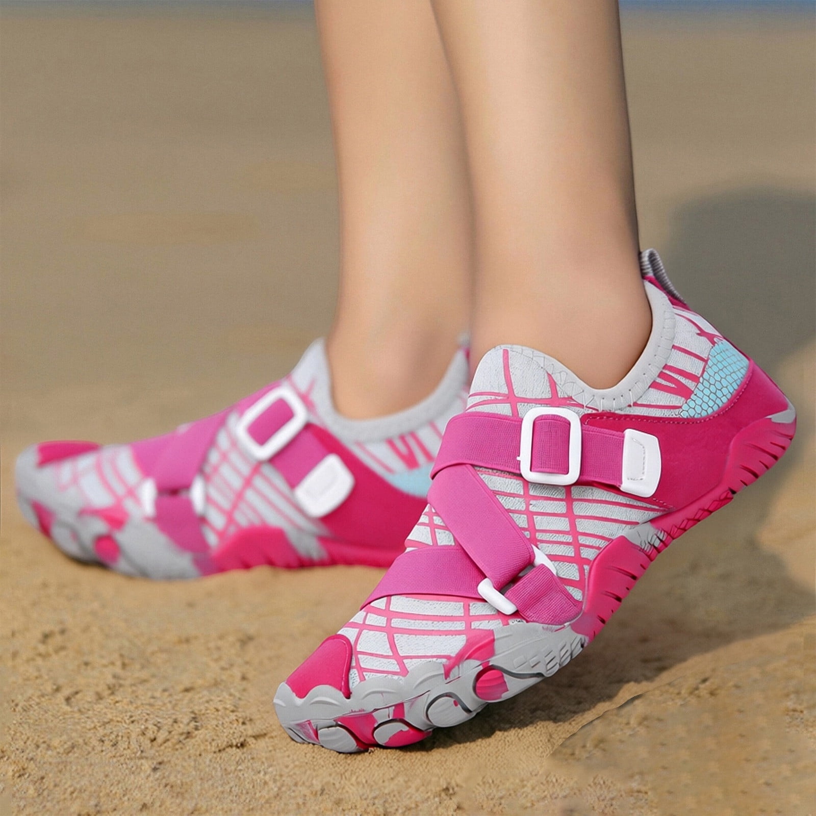 Water Shoes for Women Men Quick Dry Hiking Beach Barefoot Boat Footwear Outdoor Activities Lightweight Slip On Unisex Aqua Shoe Hot Pink 37