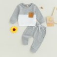 thumbnail image 2 of Okbabeha Fall Winter Toddler Baby Boy Clothes Color Block Crewneck Sweatshirt Jogger Pants Sweatsuit Waffle Outfits Set, 2 of 7