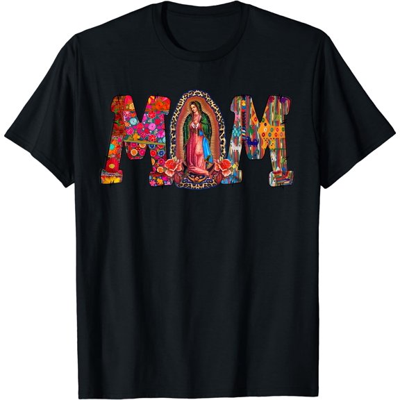 Our Lady of Guadalupe Catholic Virgin Mary Mexican Mom T-Shirt Black 2X-Large