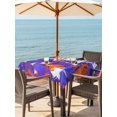 thumbnail image 3 of Outdoor Tablecloth with Umbrella Hole for Patio/Picnic/Party/Camping, Blue Red USA Flag Waterproof Table Cloth Square Cover Washable, Abstract Moden Oil Painting 4th of July (60"x 60"), 3 of 9