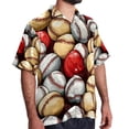 thumbnail image 2 of Baseball Men's Spread Collar Poplin Beach Shirts - Casual Printed Button Down Short Sleeve Summer Tops for Unisex, 2 of 6