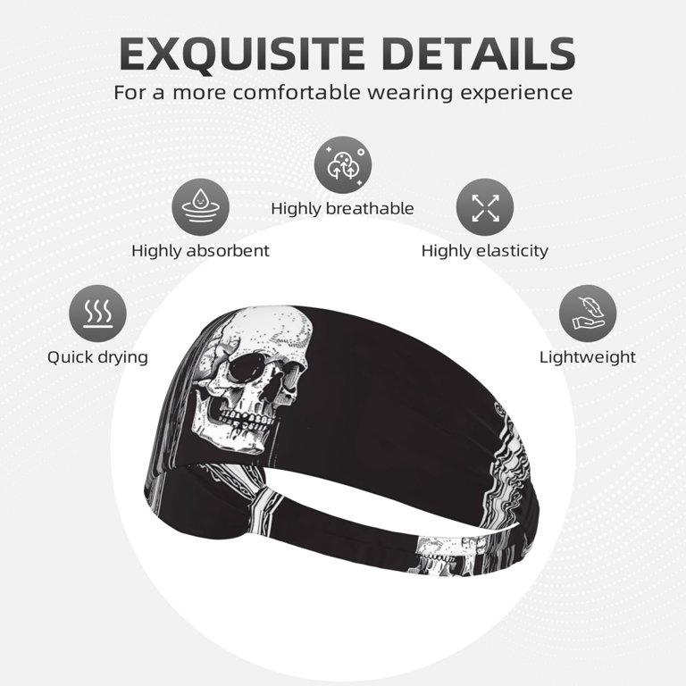 Goth Headbands Polyester One Size Stretchy Fitness Yoga Running Sports Goth Headbands Polyester One Size Stretchy Fitness Yoga  main image 4
