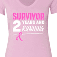 thumbnail image 4 of Inktastic Breast Cancer Survivor 2 Years and Running with Pink Ribbon Women's V-Neck T-Shirt, 4 of 5