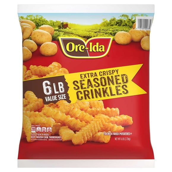 Ore-Ida Extra Crispy Seasoned Crinkles, Frozen, 6 lb.
