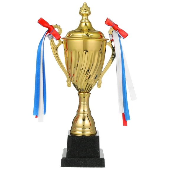 Large Metal Trophy Cup for Sports Award Celebration Prize Decor with 2pcs Winning Party