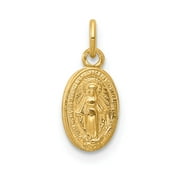 Real 14kt Yellow Gold Miraculous Medal Charm Pendant; for Adults and Teens; for Women and Men