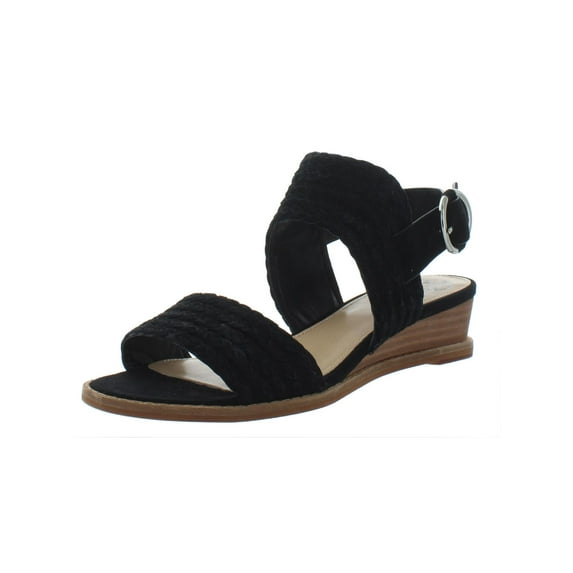 Vince Camuto Womens Raner Suede Slingback Wedge Sandals Black 7.5 Medium (B,M)
