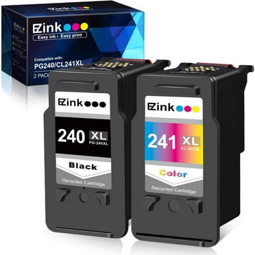 E-Z In PG-240XL CL-241XL Ink Cartridge Replacement for Canon 240XL 241XL PG-240XL CL-241XL to use with TS5120 MG3620 MX472 MX452 MG3520 Printer (1 Black,  1 Tri-color)