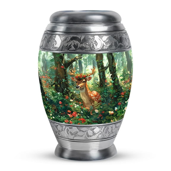 KARYLIZ Deer Urns For Human Ashes - Blue Funeral Urns for Mom & Dad - Memorial Cremation Urn for Human Ashes Adult Male Large for Burial - Decorative Urn for Ashes for Women 10 Inch