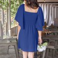 thumbnail image 7 of Fartey Dresses for Women 2025 Spring Summer Deep V Neck Knee Length Dress Elegant Bow tie Mini Dresses Fashion Casual A-Line Cocktail Dress Blue S-2XL, 7 of 7