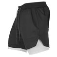thumbnail image 3 of Pantalones cortos para correr 2 en 1 Pantalones cortos con capa base incorporada para hombres - Negro XXL negro kusrkot Shorts deportivos para hombres, 3 of 8