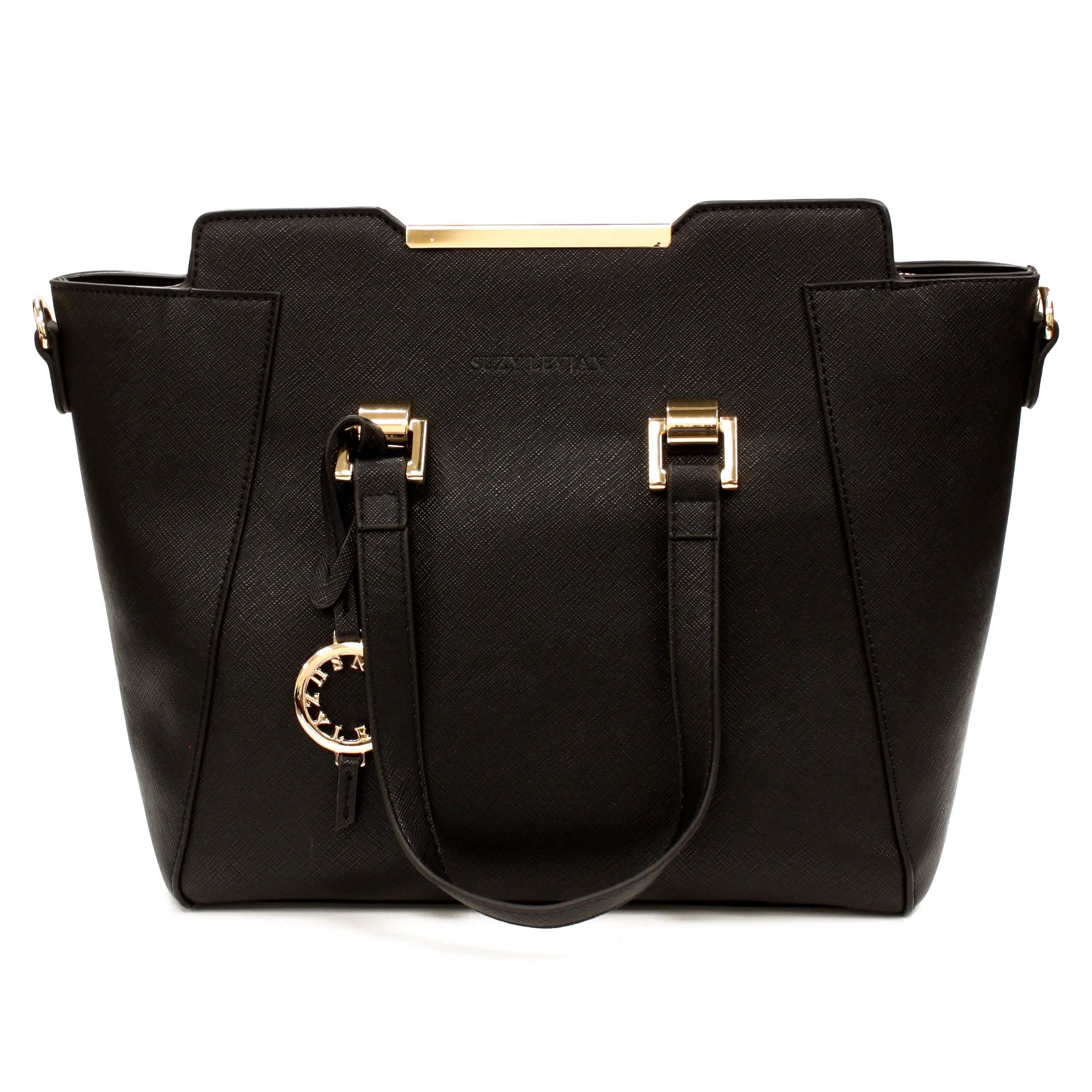 Calvin Klein SaffiaNo Leather Satchel Top Handle Bag