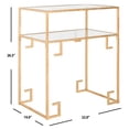 thumbnail image 4 of SAFAVIEH Berdine Solid Glass Top Greek Key Table with Shelf, Gold/Mirror, 4 of 5