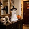 thumbnail image 6 of NANIL Halloween Woven Ghost Figurine with Witch Hat, 14 Inches Handwoven Black Rattan Ghost Decor, Farmhouse Style Spooky Halloween Tabletop Centerpiece Decor for Home Ornament，Perfect Halloween Gift, 6 of 17