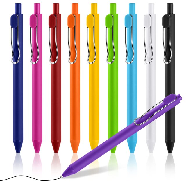 10 bolígrafos de gel, retráctiles y recargables, de secado rápido, de punta fina de 0,5 mm, de tinta negra, para escritura suave, material escolar de oficina, regalos
