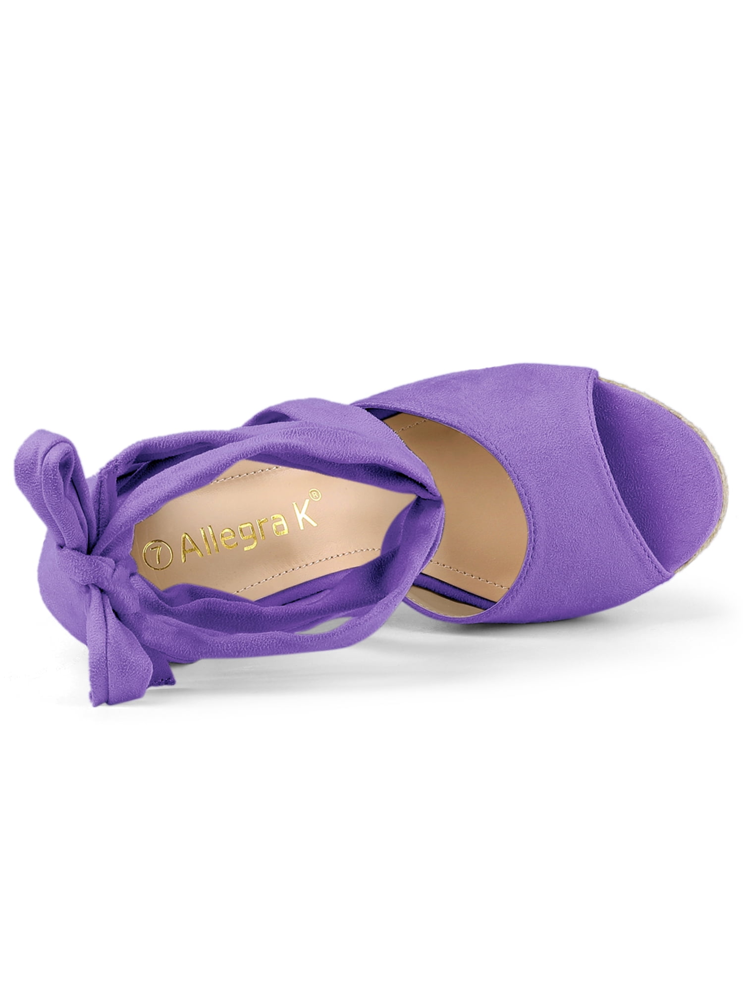 DARING DIVA Women's Lace Up Espadrilles Platform Wedges Sandals Purple 8.5