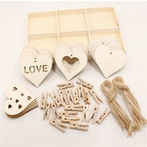 Valentine's Day Wooden Heart Pendant - DIY Romantic Love Ornament, Gift Box Included for Couples Wedding Party Decor