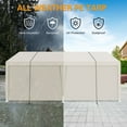 thumbnail image 3 of 12x20 Heavy Duty Portable Carport Shelter for Vehicles, Outdoor Equipment Storage, All-Weather Protection Garage Tent with Easy Setup White, 3 of 5