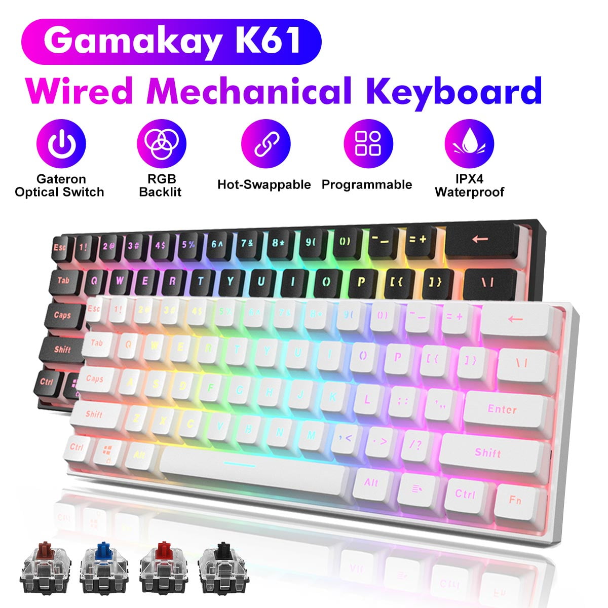 GK MK61 TypeC Mechanical Gaming Keyboard 61 Keys, Trinidad and
