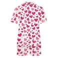thumbnail image 6 of yoeyez Womens Pajama Silk Satin Pajamas Set Love Heart Printed Sleepwear 2 Piece Sets Button Down Short Sleeve Tops and Shorts Pjs Set Loungewear Pink S, 6 of 6