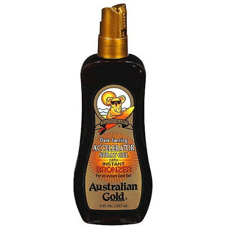 Deep Tanning Dry Oil - Tanning Oil Accelerator Spray Gel with Instant Bronzer Australian Gold Exotic Dark, 8 fl oz