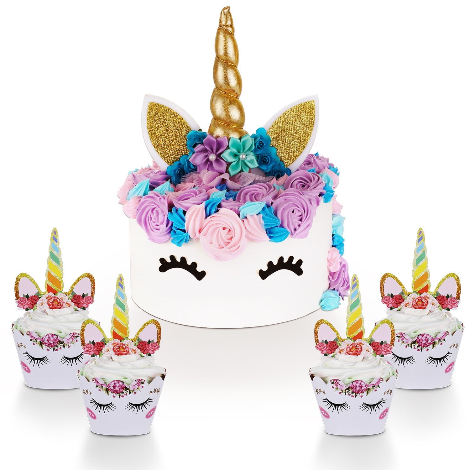 HomesDiningEs Unicorn Cake Toppers Set Includes Cupcake