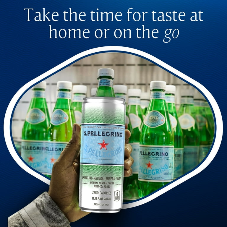 S.Pellegrino Sparkling Natural Unflavored Mineral Water, 89.2 fl oz, 8 Pack Cans