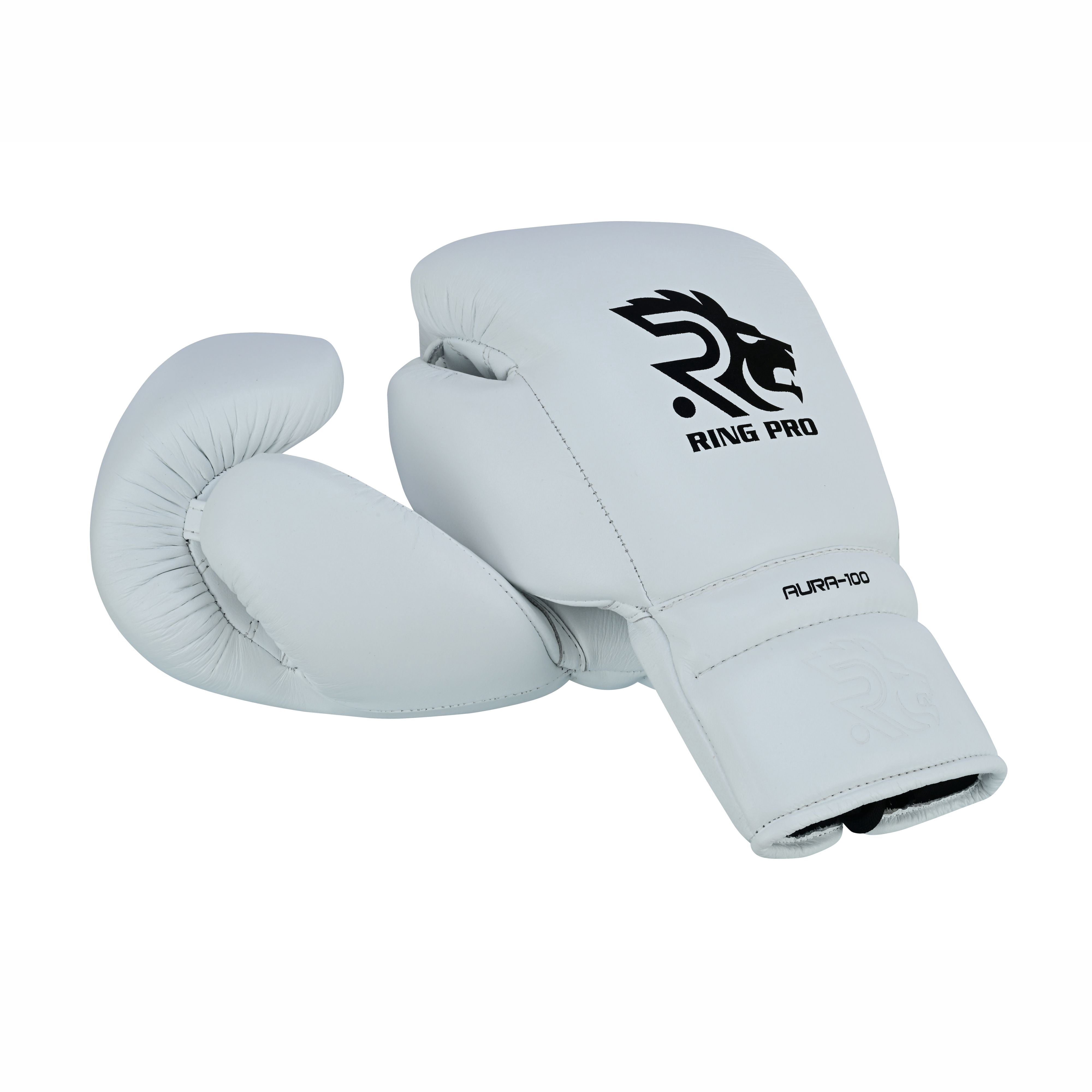 Ring Pro Sports Aura-100 Series Boxing Glove Made of Genuine Cowhide Leather for Boxing & MMA - White 16 oz