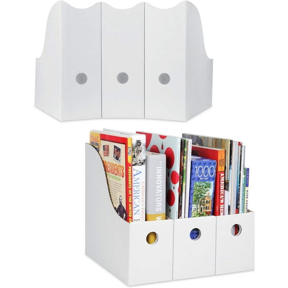 White Magazine Holder - (2 Pack), Sturdy Cardboard Magazine Holder