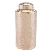 Zig Zag Covered Jar Gold And White