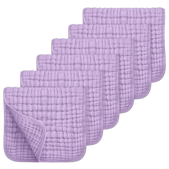 Muslin Burp Cloths 100% Cotton Muslin Cloths Large 20''x10'' Extra Soft and Absorbent 6 Pack Baby Burping Cloth for Boys and Girls (Purple)