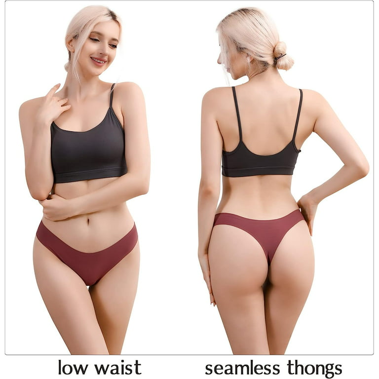 LEVAO Seamless Thongs for Women Adjustable G-String Thongs No Show Sexy  Underwear Breathable Panties 6 Pack S-XL