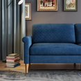 thumbnail image 3 of 75'' Mid-Century Modern Sofa, Comfortable Upholstered Blue Couch, 2/3 Seater with Side Pockets for Living Room, 3 of 7
