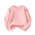 thumbnail image 6 of UQJfacai Girls Long Sleeve Ruffle T-Shirt Kids Casual Plain Solid Cotton Top Blouse Spring Fall Crewneck Layering Shirt 3-14 Years, 6 of 8